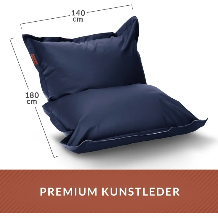 Green Bean® XXL Riesen-Sitzsack aus Kunstleder mit EPS Perlen Füllung - 140 x 180 cm 380 Liter - Bean Bag - - Dunkelblau – Bild 4
