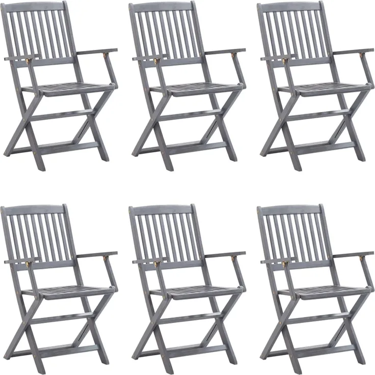 vidaXL Klappbare Gartenstühle 6 Stk. mit Sitzkissen Massivholz Akazie 3065414
