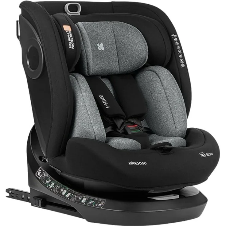 Kikkaboo i-Size Kindersitz i-Hike (40-150 cm) Isofix, 360° drehbar, verstellbar grau
