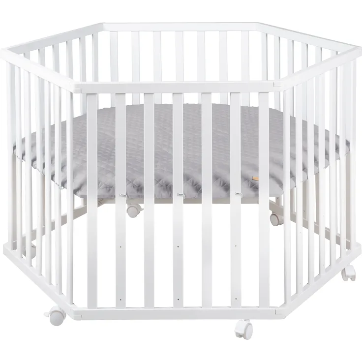 roba Laufgitter ' roba Style' 6-eckig - inkl. grauer Einlage - 3-fach höhenverstellbar - Weiß