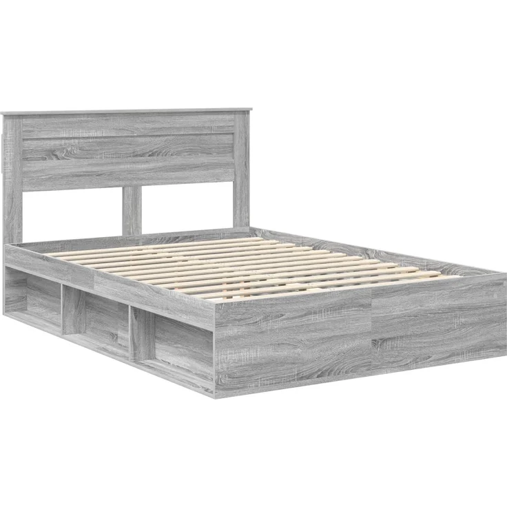 vidaXL Bettrahmen Graues Sonoma 150 x 200 cm Massives Kiefernholz 3409748 – Bild 3
