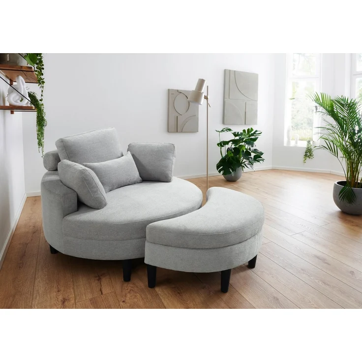 ATLANTIC home collection Loveseat Ravi, B: 114 cm, XXL- Sessel, mit Stauraumhocker, Rückenstütze & 4 Zierkissen – Bild 1