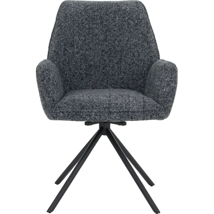 6er-Set Esszimmerstuhl HWC-G67, drehbar Auto-Position Metall Chenille (410g/m²) ~ Gestell schwarz, dunkelgrau – Bild 7