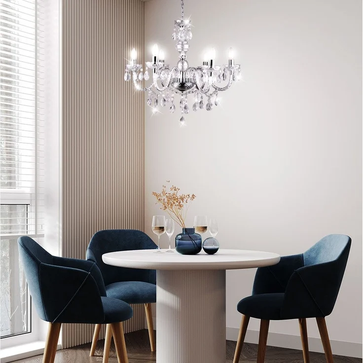 Kronleuchter, Lüster, Kristalle, klar, 5-flammig, H 128 cm – Bild 4