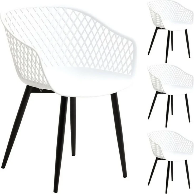 IDIMEX Gartenstuhl MADEIRA (4 St), Outdoor Stühle 4er Set UV-beständig für Indoor & Outdoor Schwarz/Weiß – Bild 4