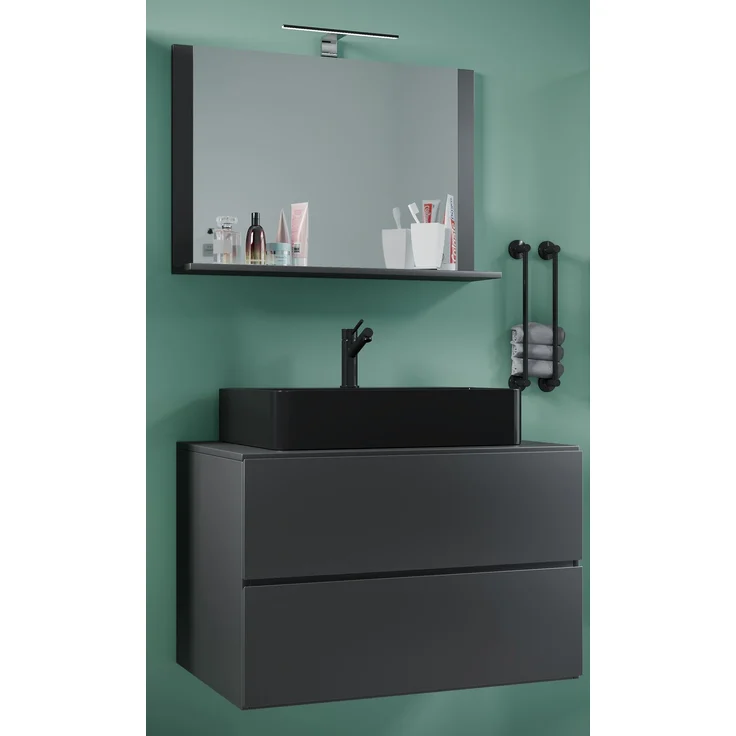 VCM Badmöbel Waschtisch Lendas 919549 Anthrazit H. 124 x B. 80 x T. 52 cm – Bild 3