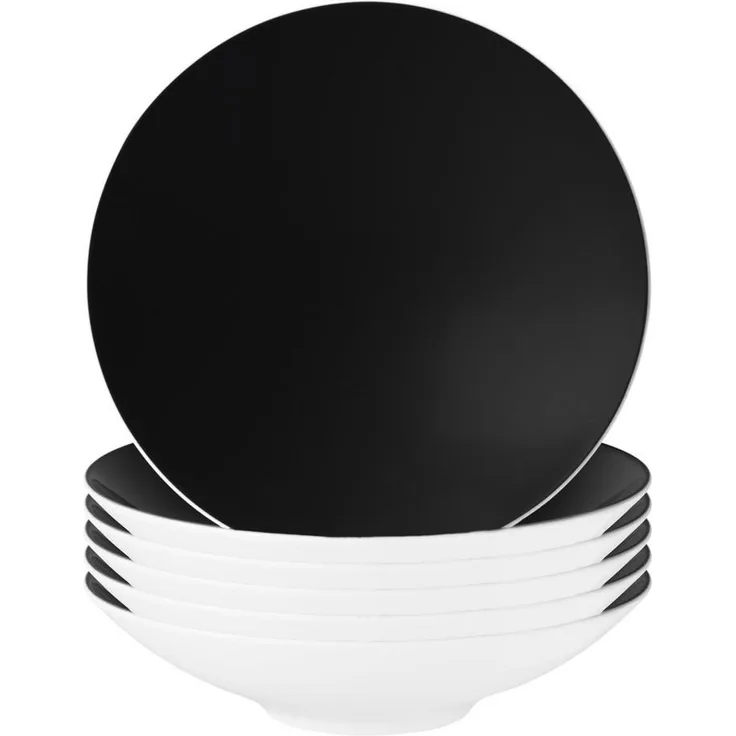 Seltmann Weiden Life Fashion, Pasta-/Suppenteller, rund, schwarz, 23,3 cm, 6er Set, spülmaschinenfest, mikrowellengeeignet, ofenfest