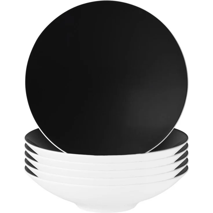 Seltmann Weiden Life Fashion, Pasta-/Suppenteller, rund, schwarz, 23,3 cm, 6er Set, spülmaschinenfest, mikrowellengeeignet, ofenfest