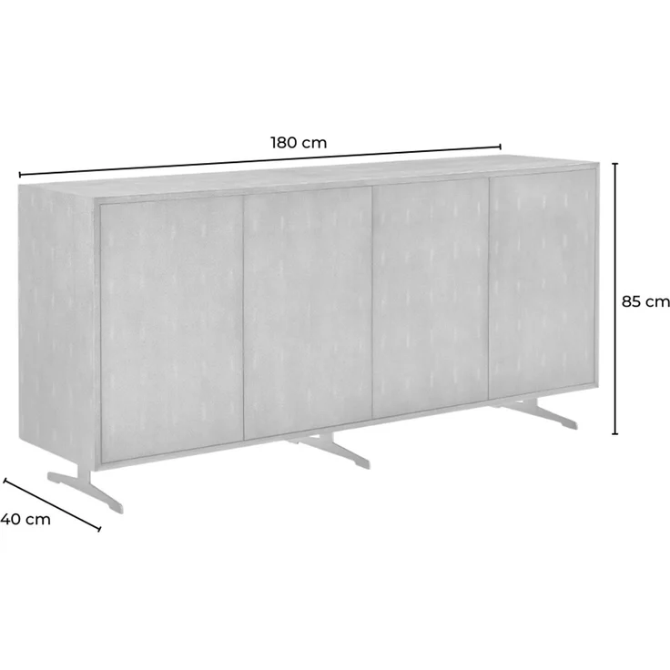KAWOLA Sideboard GALA 4 Türen Kunstleder goldfarben Fuß Edelstahl gebürstet 85 x 40 x 180 cm – Bild 5