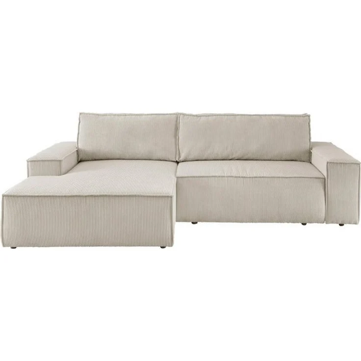 Home affaire Ecksofa SHERWOOD Schlafsofa 267 cm, L-Form, Schlaffunktion mit Bettkasten (210x136 cm), Cord, Vintage, Samtvelours – Bild 4