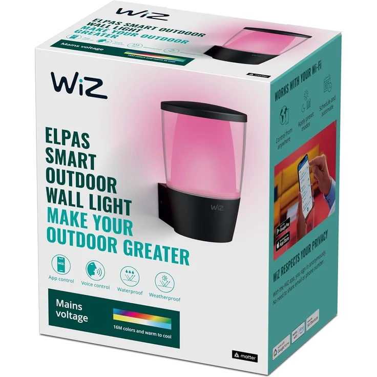 WiZ Outdoor Tunable White&Color Elpas Wandleuchte 950lm sw