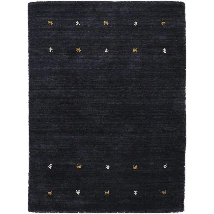 carpetfine 'Gabbeh Uni' Wollteppich, reine Wolle, Schwarz, 60x90 cm – Bild 1