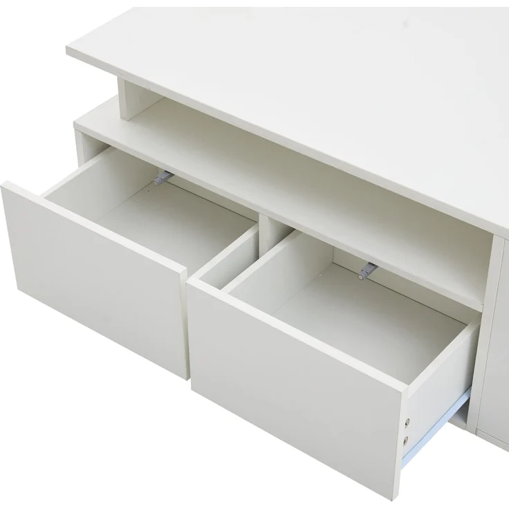 Couchtisch mit LED, 2 Schubladen & 3 seitlichen Fächern, 60 kg Tragkraft, 100x50x35 cm, Weiß – Bild 9
