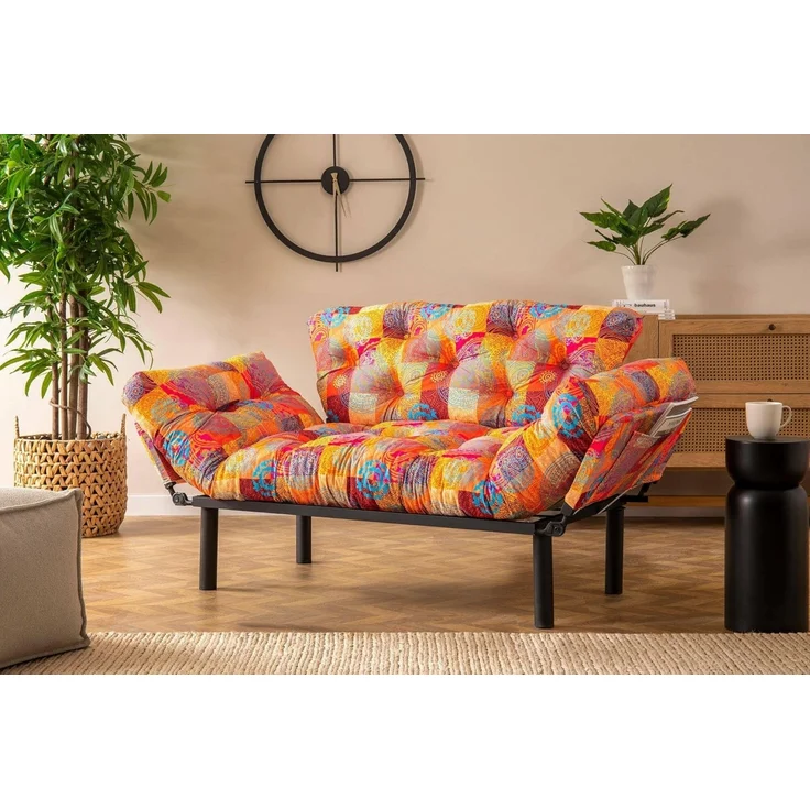 Dmora Schlafsofa 2-Sitzer Zeeusis 155x70 cm Bunt, Stauraum – Bild 1