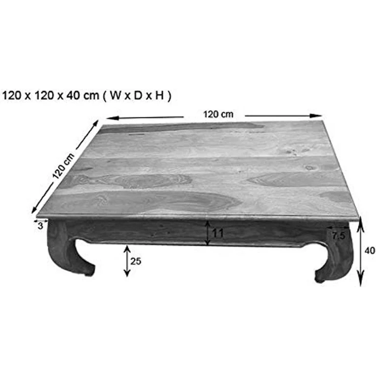 Couchtisch Sheesham 120 x 120 x 40 braun lackiert OPIUM #633 – Bild 7