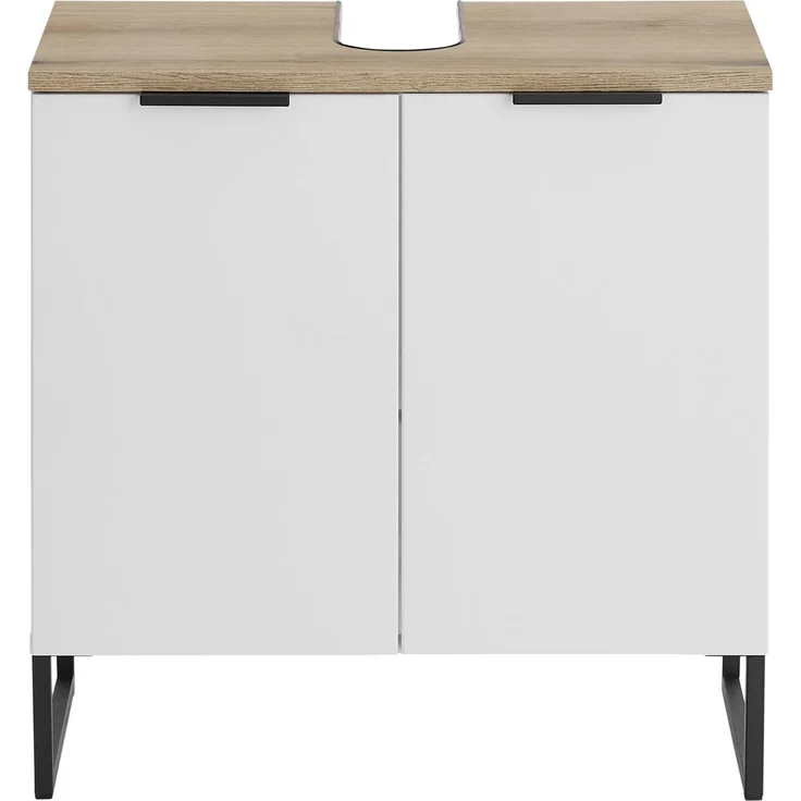 Waschbeckenunterschrank >Denver< 2 Türen, weiß matt / Evoke Eiche dekor - 60x60x35cm (BxHxT) – Bild 4