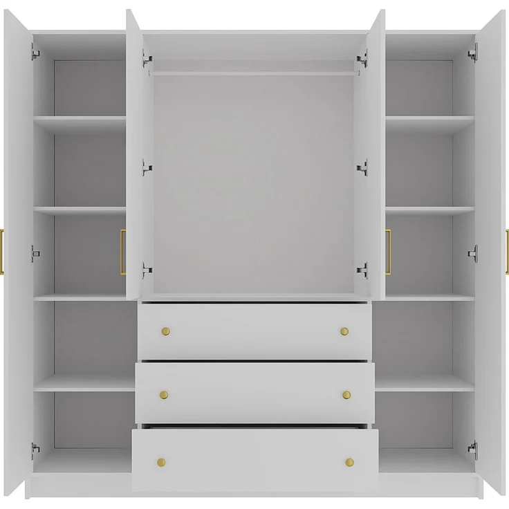 Vente-unique - Kleiderschrank mit 4 Türen & 3 Schubladen - Mit Spiegeln - 196 cm - Weiß - LIZANDRO – Bild 5