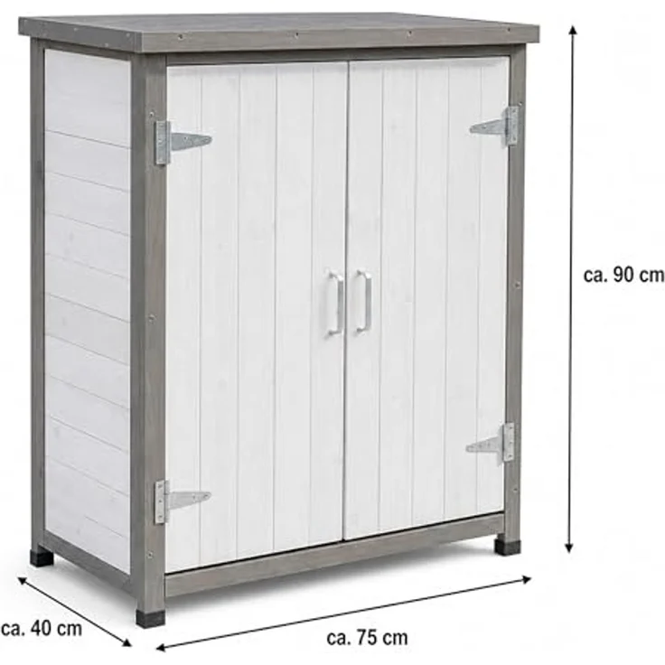 Gartenschrank, weiß/grau 75 cm × 40 cm × 90 cm – Bild 3