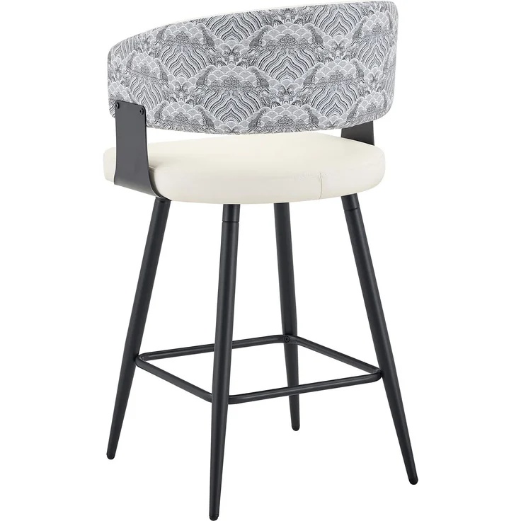 2er-Set Barhocker mit Rückenlehne, moderner Küchenhocker, Kunstleder Sitz, Metallgestell, stabile Fußstütze, ergonomisches Design, nur Stühle, ohne Tisch--Weiß1--47x46.5x94.5cm--YOUDENOVA – Bild 8
