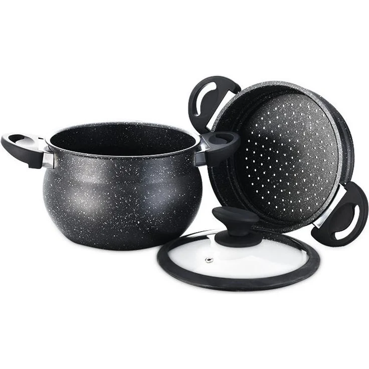 3 tlg Kuskus Topf 8L Dampfgarer COUSCOUS Ø24cm Dampfkocher Gemüse Steamer Induktion Mantykocher – Bild 9