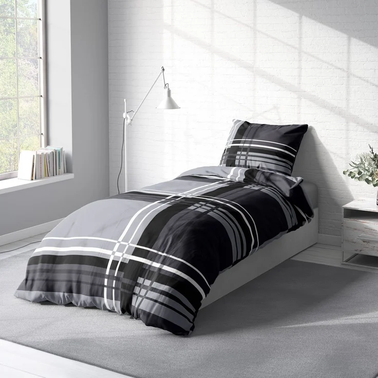 One Home Bettwäsche Motive, Mikrofaser, 2 teilig, Grafisch Gestreift Modern, Knitterfrei Weich für Sommer und Winter – Bild 3