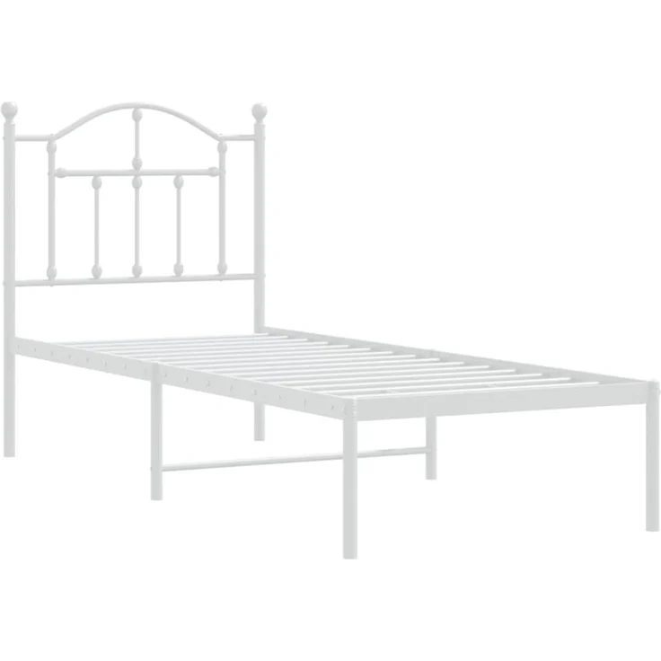 vidaXL Metallbett ohne Matratze mit Kopfteil Weiß 75x190 cm 353478 – Bild 6