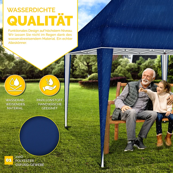 tillvex Pavillon 3x6m Blau wasserdicht | Pop-Up Faltpavillon höhenverstellbar | Gartenzelt UV Schutz 50+ | Partyzelt mit Tasche für Garten – Bild 9