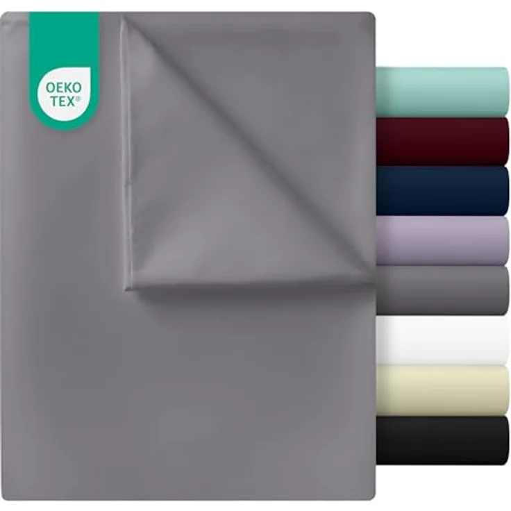 Utopia Bedding Bettlaken für Doppelbett (266x259 cm, grau) – Stoff aus weichem Polyester-Mikrofaser, gebürstet – für Bett Größe 150x200 cm – Bild 1