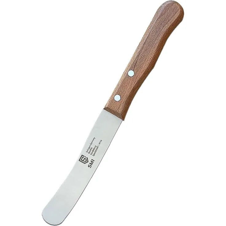 SMI Brötchenmesser Buttermesser Solingen Buchenholz Frühstücksmesser Buckelsmesser, nicht spülmaschinenfest