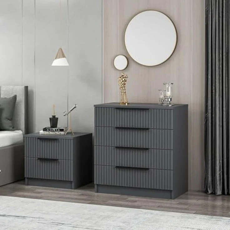 Dmora Kommode Theemin 72 x 42 x 77 cm Schwarz 7 Schubladen – Bild 5