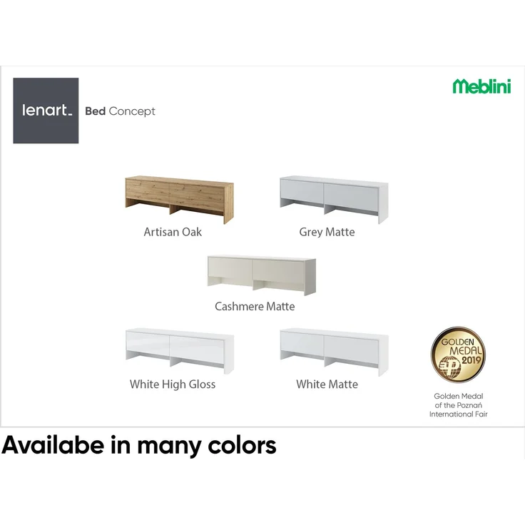 MEBLINI Hängeschrank BC-09 für 140x200 Horizontal Schrankbett - Kaschmir - 211x60x46cm - Wandschrank mit Ablagen, Fächern und Teleskopen - Wandregal – Bild 3