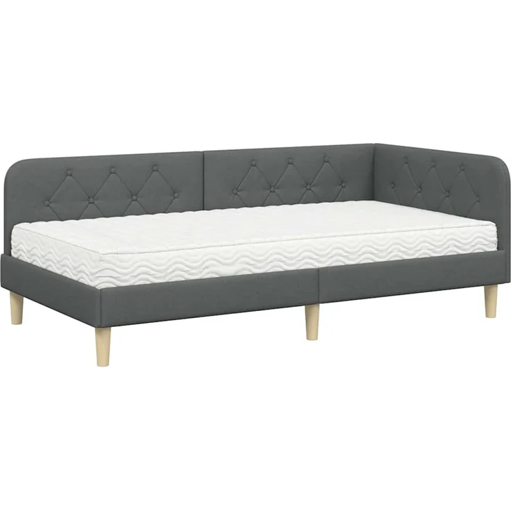 vidaXL Eckbettgestell Dunkelgrau 90 x 200 cm Stoff 3394118 – Bild 1