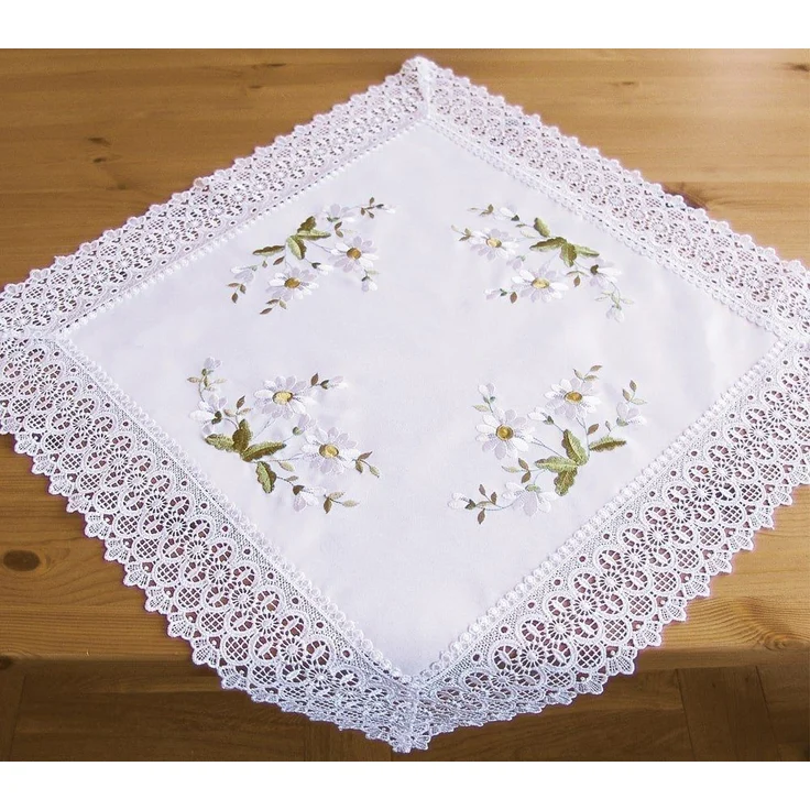 matches21 HOME & HOBBY Tischdecke Mitteldecke Stick Voile Stoff mit Häkelkante 60x60 cm (1-tlg) – Bild 1