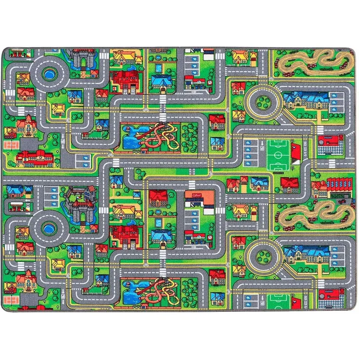 Primaflor-Ideen in Textil Kinderteppich STREETS, rechteckig, Höhe: 5 mm, Straßen-Spiel-Teppich, Straßenbreite ca. 9 cm, Kinderzimmer