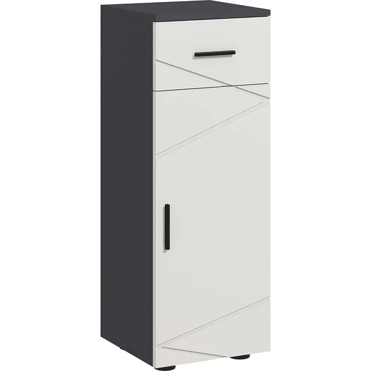 Kleankin Badkommode Badezimmerschrank mit Schublade, Verstellbar Ablagen (Badschrank, 1 St, Aufbewahrungsschrank), für Badezimmer, Wohnzimmer 30 x 30 x 82 cm Grau