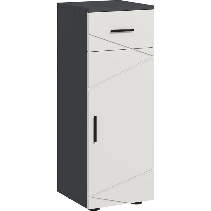 Kleankin Badkommode Badezimmerschrank mit Schublade, Verstellbar Ablagen (Badschrank, 1 St, Aufbewahrungsschrank), für Badezimmer, Wohnzimmer 30 x 30 x 82 cm Grau – Bild 1