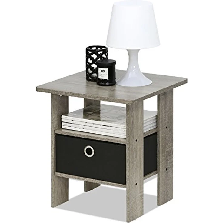 Furinno Andrey Beistelltisch Nachttisch mit Schublade, Dunkle Walnuss, 39. 37x39. 37x44. 45 cm – Bild 5