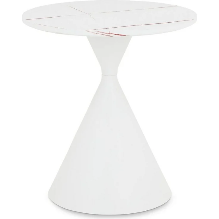 IDIMEX Couchtisch ISOMA, runder Beistelltisch Ø50cm Holzoptik & Metallgestell modern Weiß – Bild 1