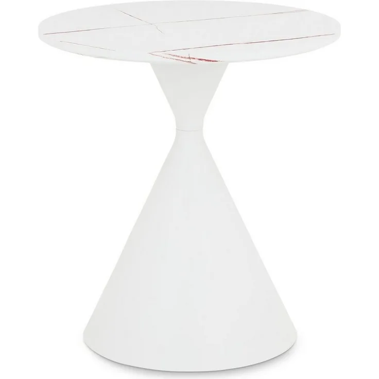 IDIMEX Couchtisch ISOMA, runder Beistelltisch Ø50cm Holzoptik & Metallgestell modern Weiß