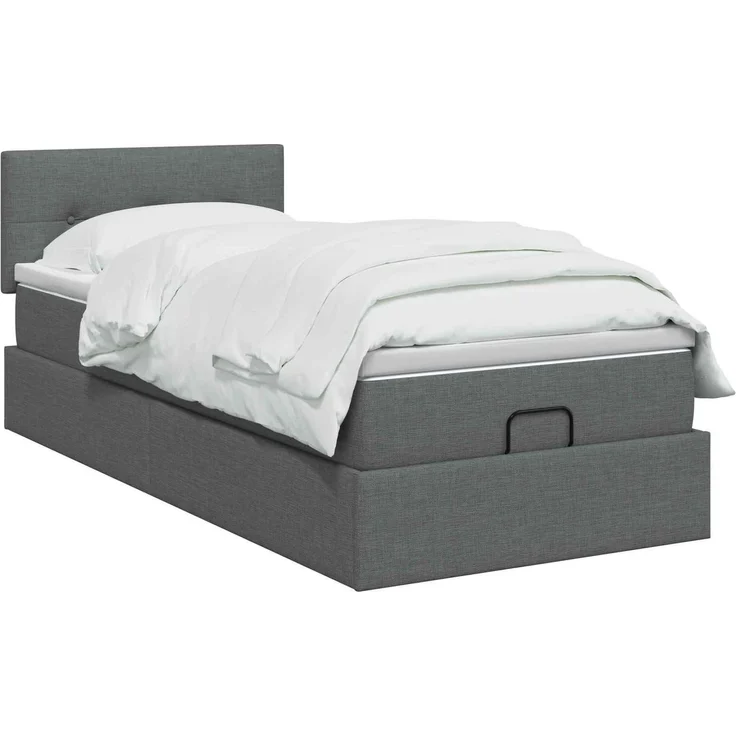vidaXL Ottoman-Bett mit Matratze und LED Dunkelgrau 90 x 200 cm Stoff 3456878 – Bild 3