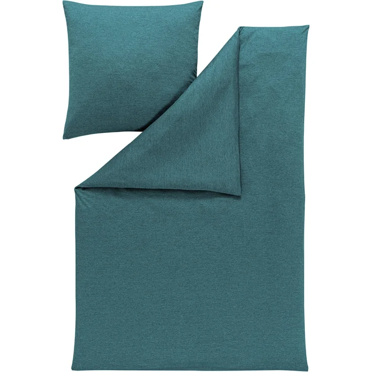 Estella Bettwäsche Takoma 6873 050 Petrol Mako Interlock Jersey 200 x 200 + 2x 80 x 80 cm – Bild 1
