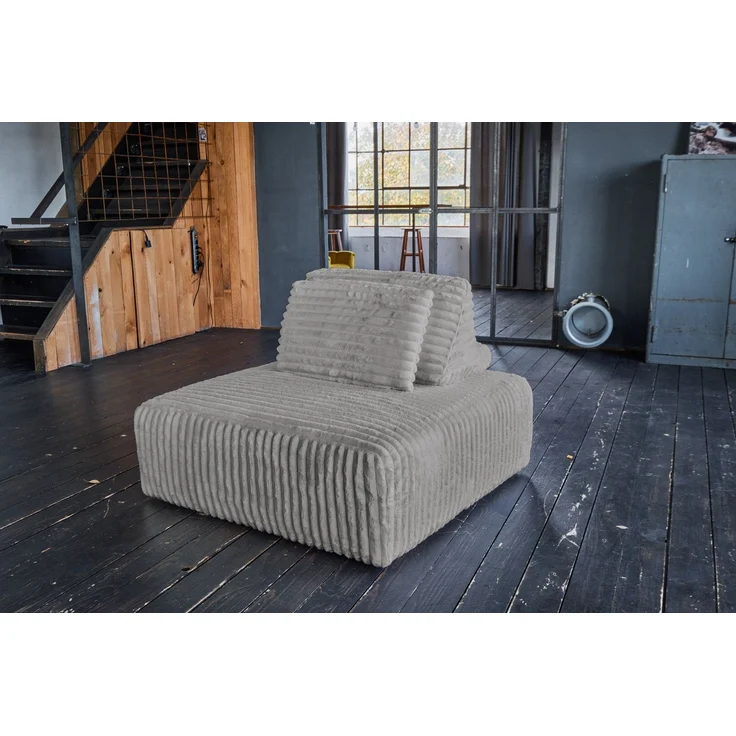 KAWOLA Hocker WIOLO SOFT Polsterhocker mit Rückenkissen Weicher Breitcord grau 84 x 111 x 111 cm – Bild 2