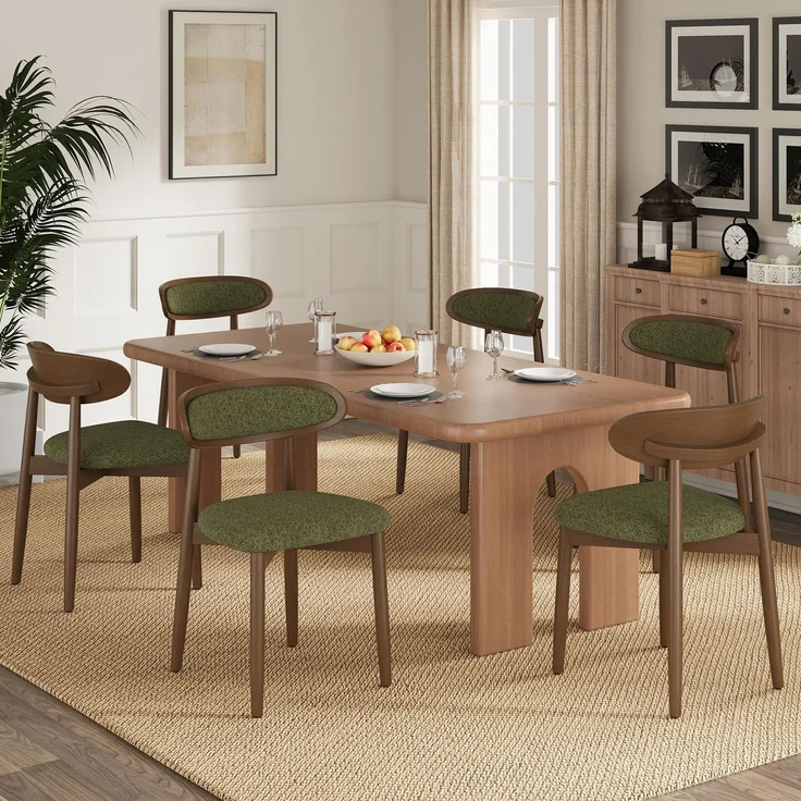 MALOL Esszimmerstühle 6er Set, Stühle Esszimmer, Ergonomischer Stuhl mit Massivholzrahmen, 5cm Schaumpolsterung, Bequeme Polstersitzfläche, Küchenstuhl für Zuhause und Gewerbe, Grün
