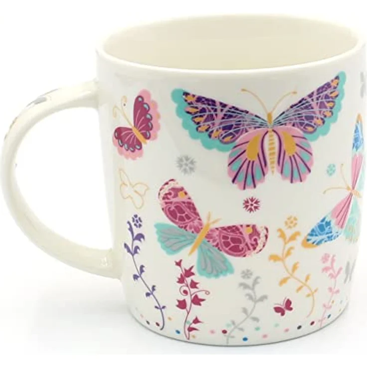 Dekohelden24 Tasse 2er Set Kaffeebecher Kaffeetasse aus Porzellan - Motiv: bunte Schmette, Porzellan – Bild 9