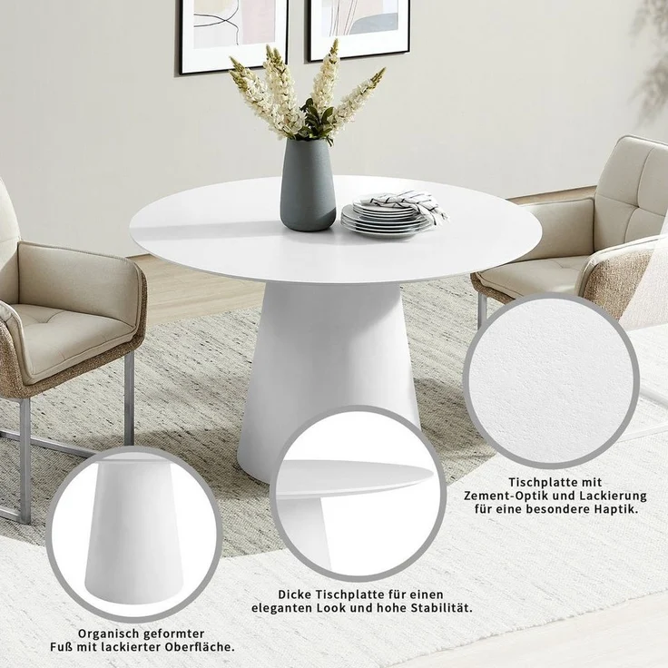 OTTO home Esstisch Josselin, Zement-Optik, organischem Gestell und hochwertigen Materialien – Bild 2