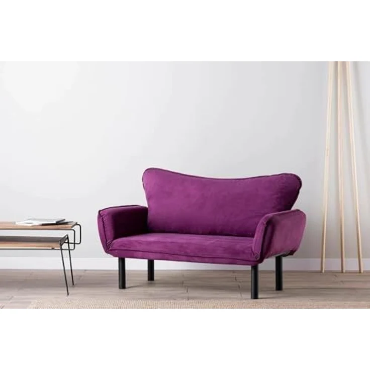 Dmora - 2-Sitzer SchlafsofaAsterope, Verwandelbares Sofa, Lineare Stoffstruktur, Schlafsessel mit Stauraum, 140x65 h70 cm, Lila – Bild 5