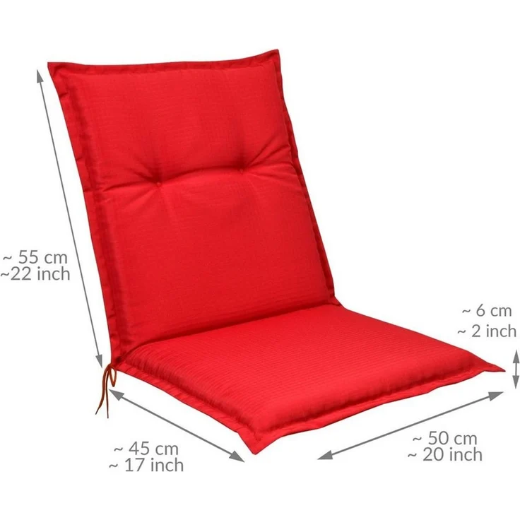 Beautissu Sitzauflage 2er Set Niedriglehner Auflagen Base NL, 100x50 cm, Rot, 6cm Dickes Sitzpolster Sitzauflage für Garten Balkon Camping Stuhl – Bild 2