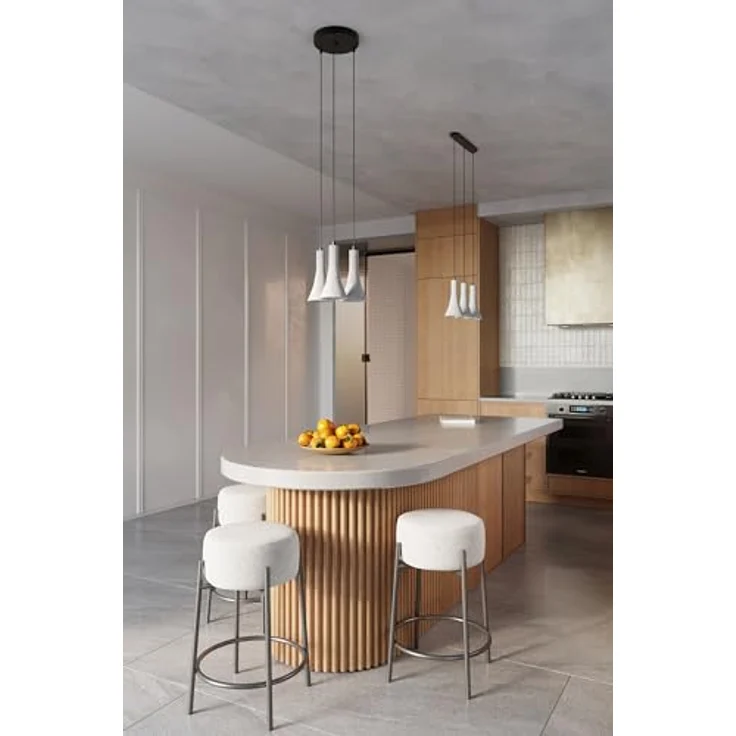 Sollux Lighting Rea 3L Pendelleuchte, industrielle Betonoptik mit schwarzem Stahl, grau – Bild 8