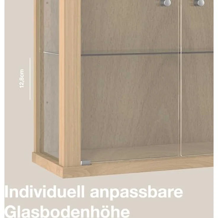 K-Möbel Hängevitrine, rechteckig, Buche, Glas, 2 Fächer, 60x80x25 cm, für Wohnzimmer und Wohnwände – Bild 6