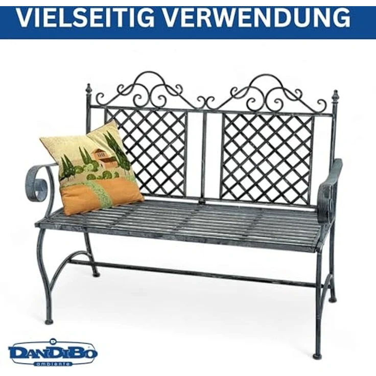 DanDiBo Gartenbank Wetterfest 2 Sitzer Metall Grau 120 cm 96592 Sitzbank Eisen Bank Garten Antik Parkbank – Bild 7